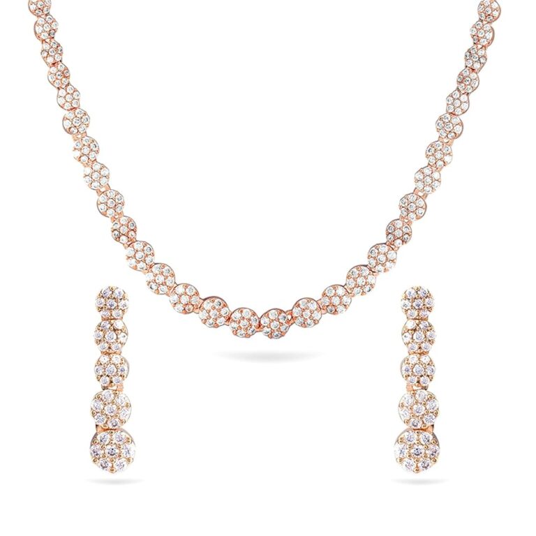 Rubans 22K Gold Polish AD Necklace set For Women