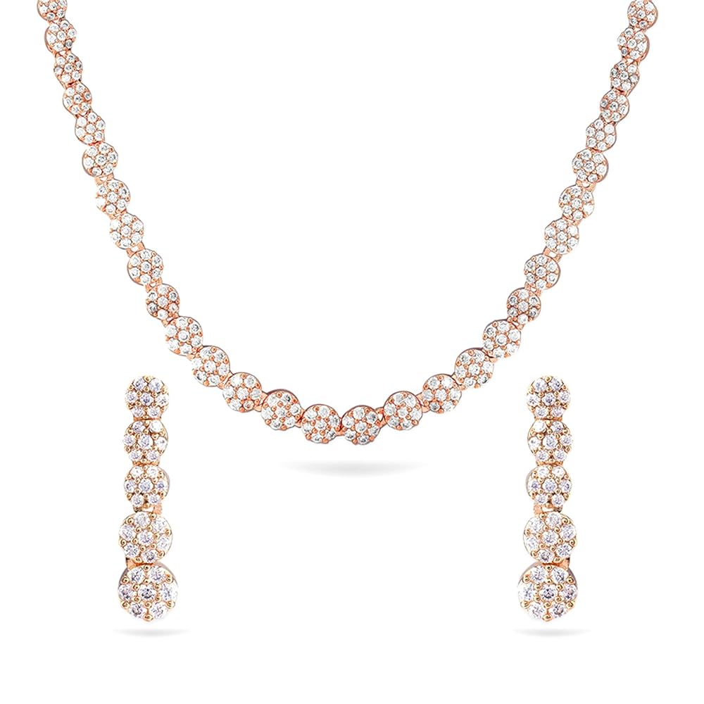 Rubans 22K Gold Polish AD Necklace set For Women