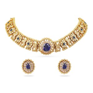 Rubans 24K Gold Plated Handcrafted Cubic Zicronia Studded Choker Jewellery Set For Women and Girls – Perfect for Weddings and Special Occasions