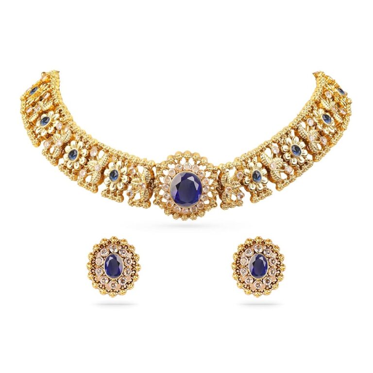 Rubans 24K Gold Plated Handcrafted Cubic Zicronia Studded Choker Jewellery Set For Women and Girls – Perfect for Weddings and Special Occasions