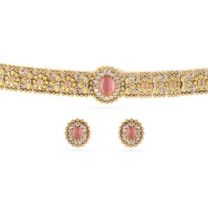 Rubans 24K Gold Plated Handcrafted Cubic Zicronia Studded Choker Jewellery Set For Women and Girls – Perfect for Weddings and Special Occasions