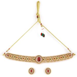 Rubans 24K Gold Plated Handcrafted Cubic Zicronia Studded Choker Jewellery Set For Women and Girls – Perfect for Weddings and Special Occasions