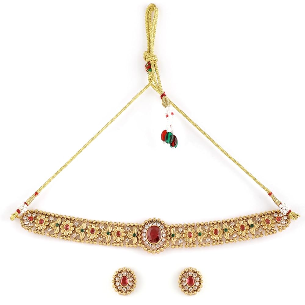 Rubans 24K Gold Plated Handcrafted Cubic Zicronia Studded Choker Jewellery Set For Women and Girls – Perfect for Weddings and Special Occasions