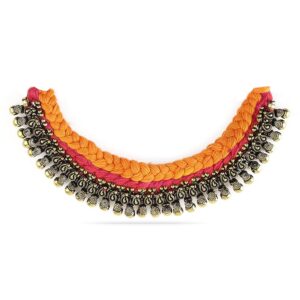 Rubans Antique Gold Toned Statement Choker Necklace for Women & Girls, Orange and Pink Color, Antique Collection, Perfect for Any Occasion