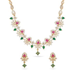 Rubans Gold-Plated CZ Studded Necklace Set For Women