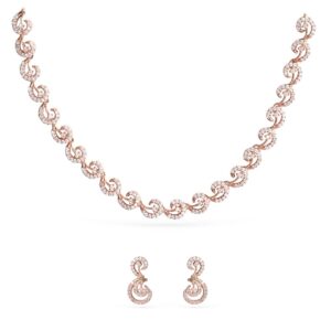 Rubans Gold-Plated Handcrafted Artificial Jewelry Set- Zircon Studded with Matching Earrings For Women and Girls – Perfect for Weddings and Special Occasions