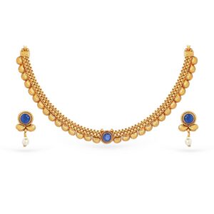Rubans Gold-Plated Traditional Stone Studded & Pearl Beaded Necklace Set For Women and Girls – Perfect for Weddings and Special Occasions