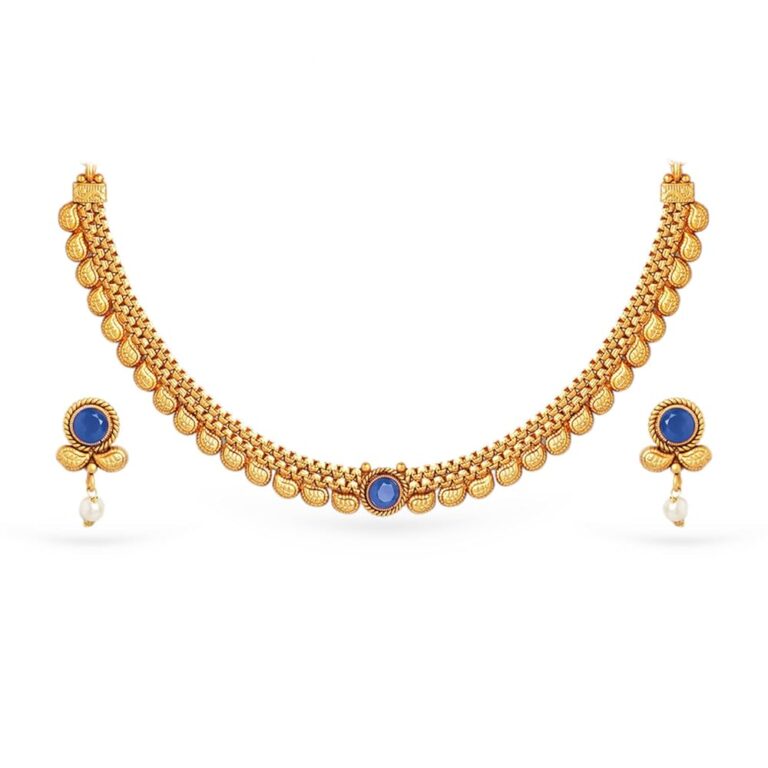Rubans Gold-Plated Traditional Stone Studded & Pearl Beaded Necklace Set For Women and Girls – Perfect for Weddings and Special Occasions