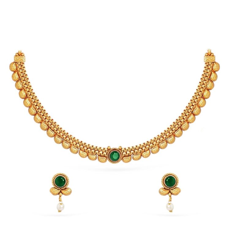 Rubans Gold-Plated Traditional Stone Studded & Pearl Beaded Necklace Set For Women and Girls – Perfect for Weddings and Special Occasions
