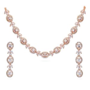 Rubans Gold-Plated White CZ-Studded Handcrafted Jewellery Set For Women