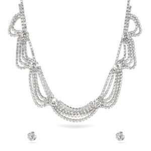 Rubans Gold/Rhodium-Plated Handcrafted Artificial Jewelry Set with Cubic Zircon Studded Layered and Matching Earrings For Women and Girls – Perfect for Weddings and Special...