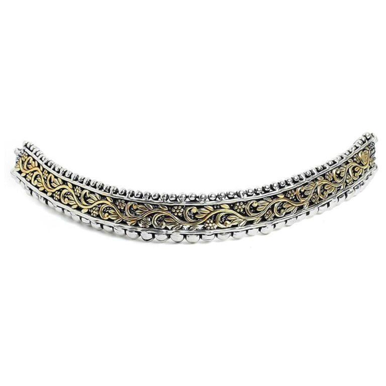 Rubans Handcrafted Oxidised Dual Tone Gold and Silver Plated Floral Vine Design Ethnic Choker Necklace for Women and Girls, Perfect for Festive & any Special Occasions