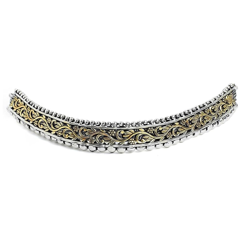 Rubans Handcrafted Oxidised Dual Tone Gold and Silver Plated Floral Vine Design Ethnic Choker Necklace for Women and Girls, Perfect for Festive & any Special Occasions