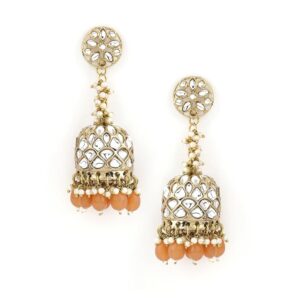 Rubans Oxidized Silver Plated Red & Blue Enamel Studded Chandelier Earrings for Women & Girls – Traditional with Beaded Detailing