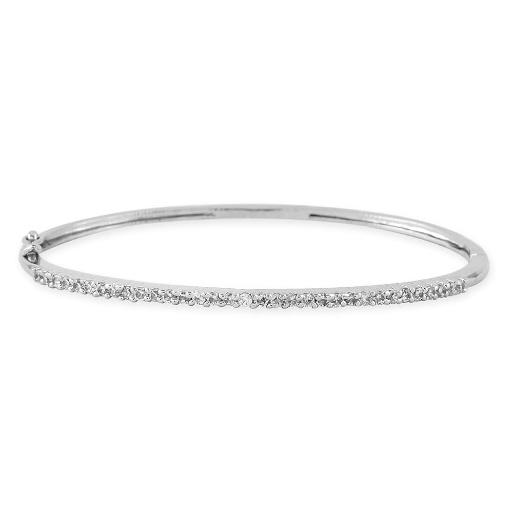 Rubans Rhodium-Plated Cubic Zirconia Studded Sleek Bangle-Style Bracelet for Women – for Casual & Festive Occasions