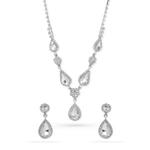 Rubans Rhodium-Plated Handcrafted Artificial Jewelry Set with Premium Crystal Studded and Matching Earrings For Women and Girls – Perfect for Weddings and Special Occasions