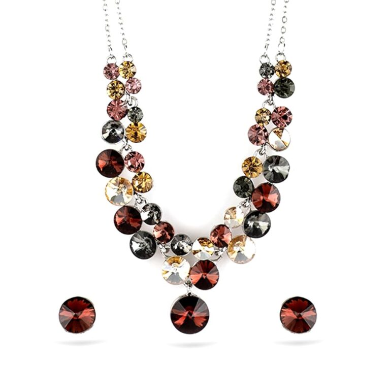 Rubans Rhodium-Plated Multicolor Cubic Zirconia Layered Jewelry Set For Women and Girls – Perfect for Weddings and Special Occasions
