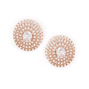 Rubans Rose Gold-White AD Stud Earrings For Women & Girls