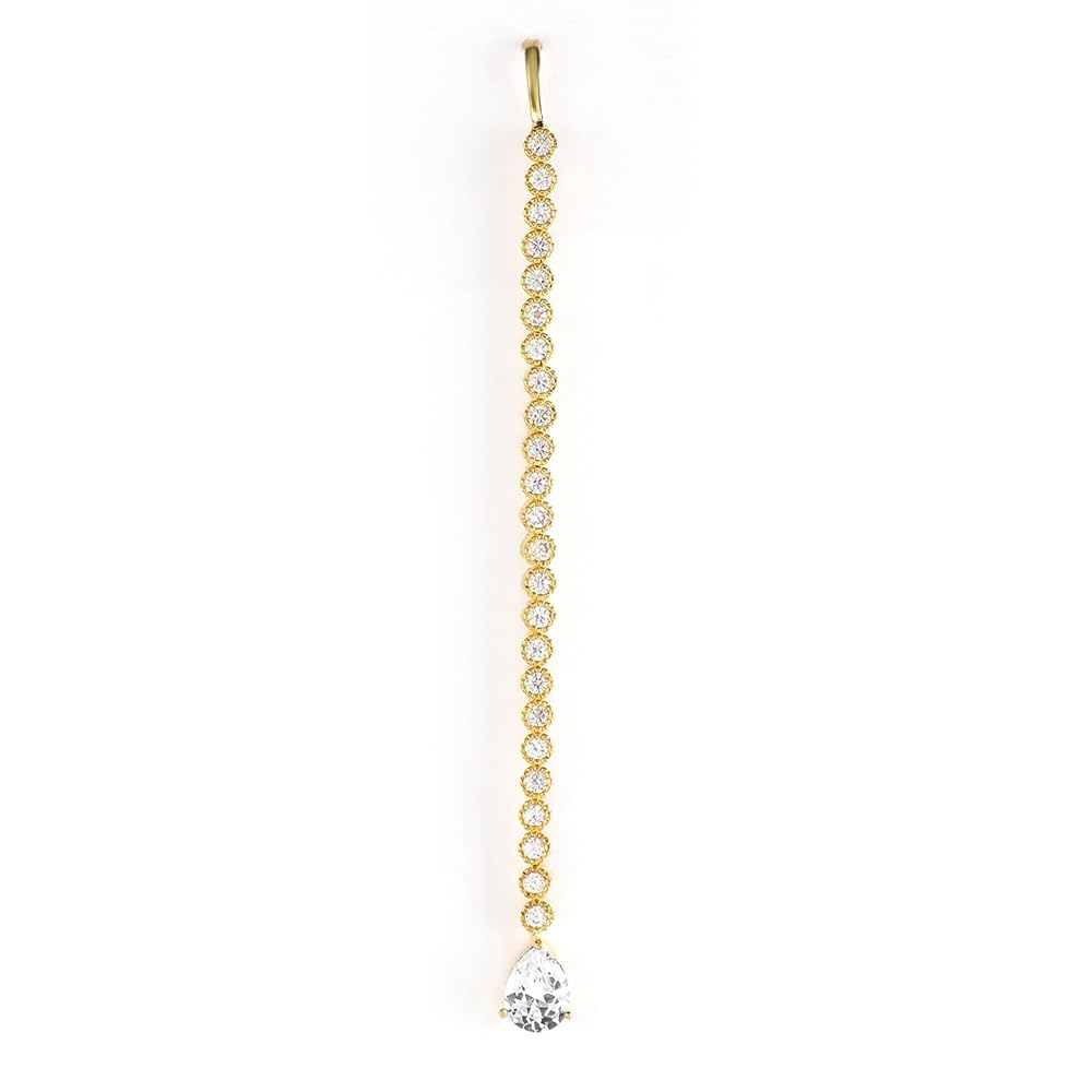 Rubans Stylish 22KT Gold Plated Cubic Zirconia Studded & AD Drop Handcrafted Maang Tikkas