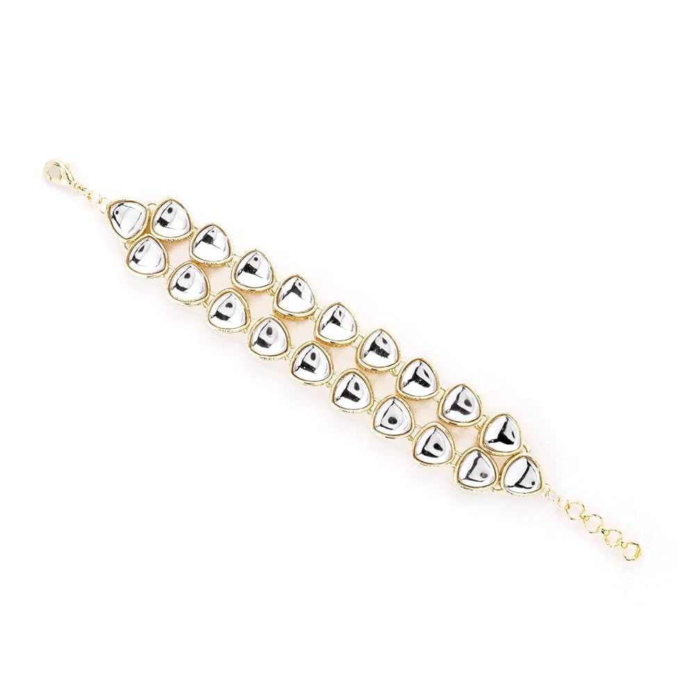 Rubans Women Brass Kundan Gold-Plated Bangle-Style Bracelet