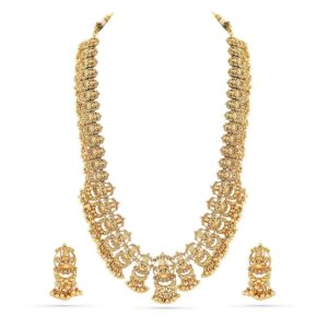 Rubans Womens 24K Gold Plated Handcrafted Traditional Lakshmi Temple Jewellery Set with Gold Beads - Ideal for Weddings & Special Occasions