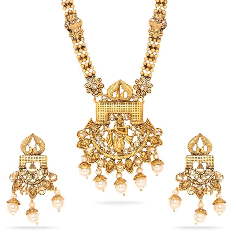 Rubans Women's Lord Krishna Temple Jewelry Necklace Set