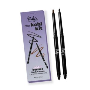 Ruby's Organics Kohl Eyeliner Beauty Gift Kit for Women- with In-Built Smudger,Extra Smooth & Long Lasting Kajal,Organic Eye Makeup,100% Natural,Black & Brown-0.35g each- Combo...