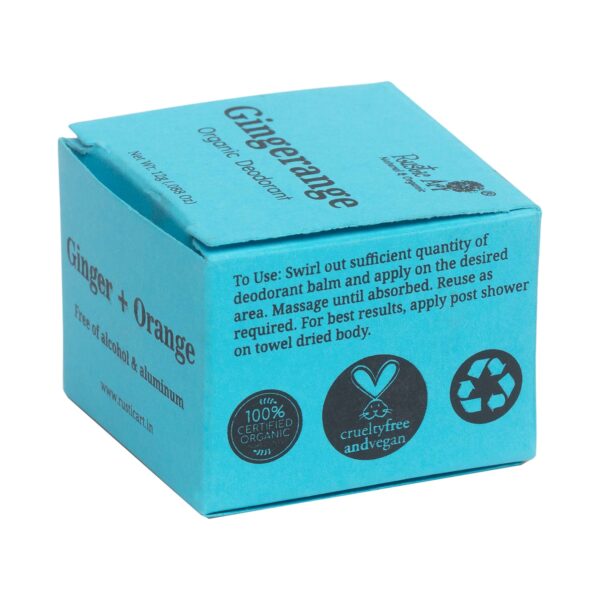 Rustic Art Gingerange Organic Deodorant Balm With Vitamin E (12g) - Rustic Art