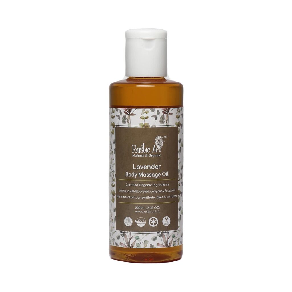 Rustic Art Organic Lavender Body Massage Oil (200ml) - Rustic Art