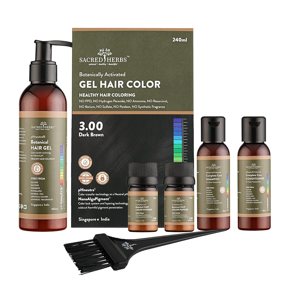 SACRED HERBS Ammonia & PPD Free Organic Gel Hair Color | pH Neutral | Long Lasting Colour with 100% Grey Coverage | Conditioning & Damage Free Natural Hair Coloring for Men &...