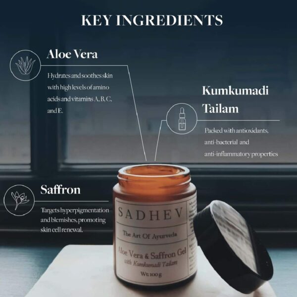 Sadhev Aloe Vera & Saffron Gel With Kumkumadi Thailam (100g) - Sadhev
