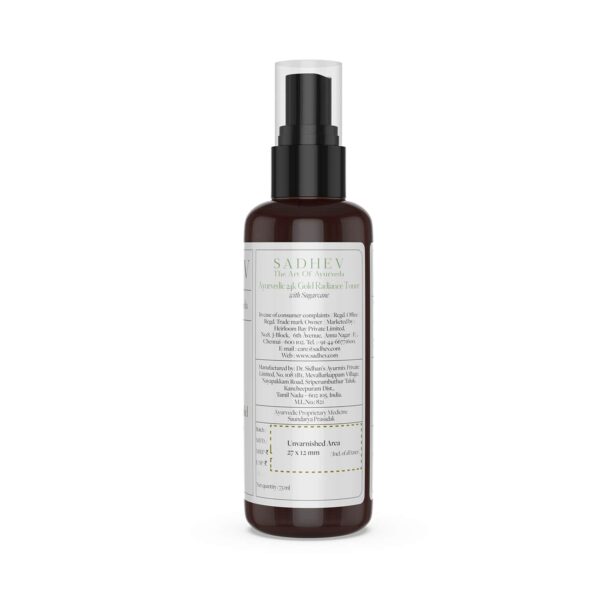 Sadhev Ayurveda Ayurvedic Radiance Toner Swarna Bhasma & Sugarcane (75 ml) - Sadhev