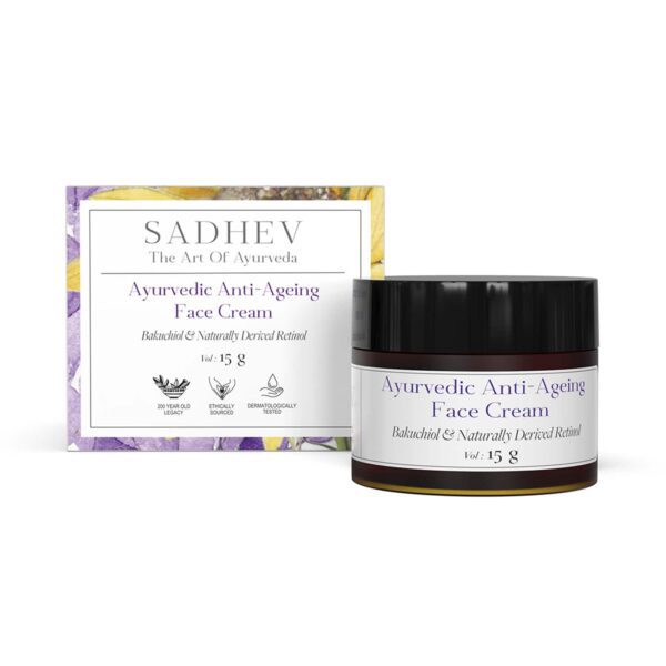 Sadhev Ayurvedic Anti Ageing Face Cream Bakuchiol & Naturally Derived Retinol (15 g) - Sadhev