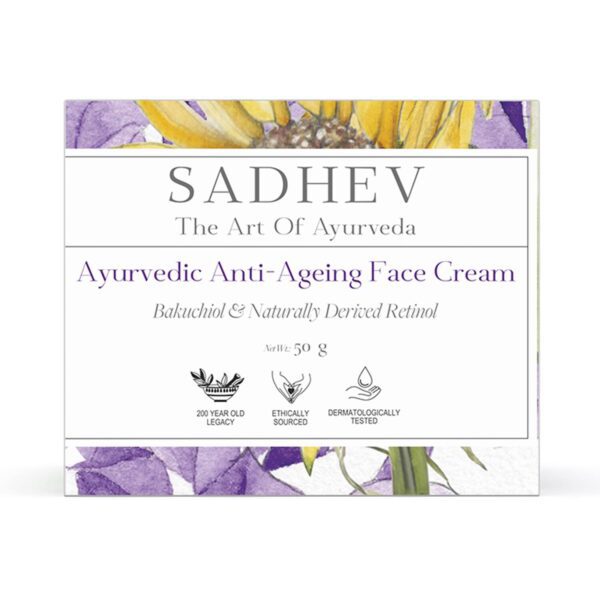 Sadhev Ayurvedic Anti Ageing Face Cream Bakuchiol & Naturally Derived Retinol (50 g) - Sadhev