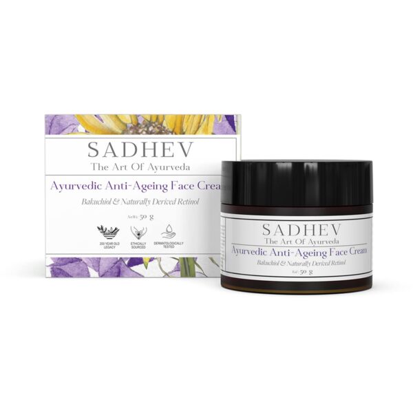 Sadhev Ayurvedic Anti Ageing Face Cream Bakuchiol & Naturally Derived Retinol (50 g) - Sadhev