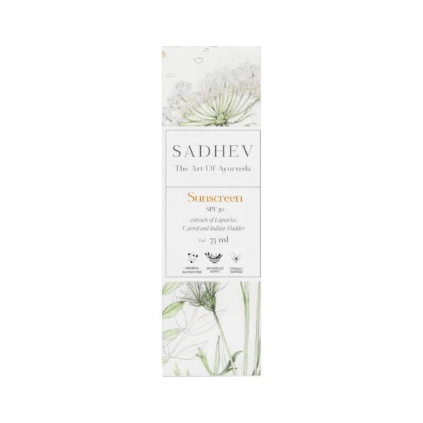 Sadhev Ayurvedic Sunscreen SPF 30 (75ml) - Sadhev