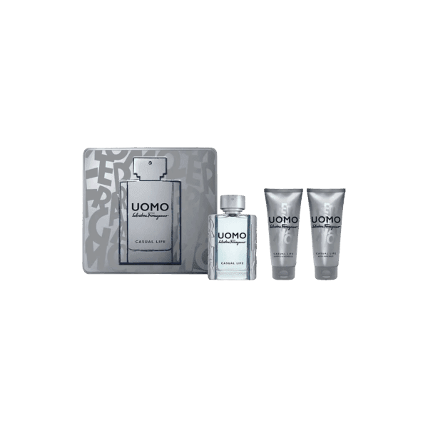 Salvatore Ferragamo Uomo Casual Life Gift Set: Eau de Toilette100ml, Shampoo and Shower Gel 100ml, After Shave Balm 100ml - 4 Pcs - Salvatore Ferragamo