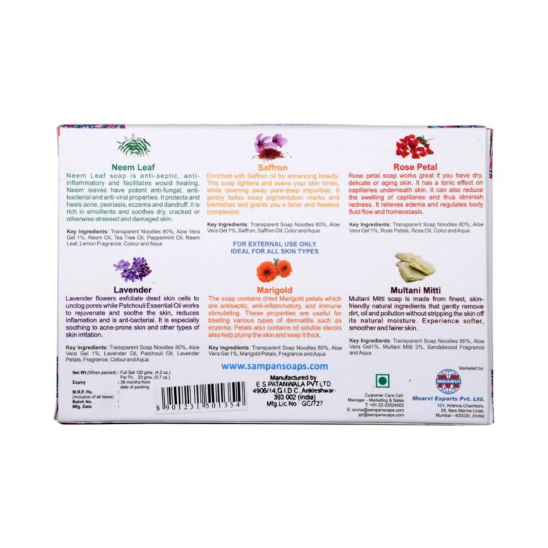 Sampan Handcrafted Glycerin Bathing Bar Gift Box - (6Pcs) - Sampan