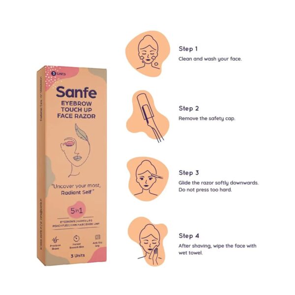 Sanfe Eyebrow Touch Up Face Razor - (3Pcs) - Sanfe