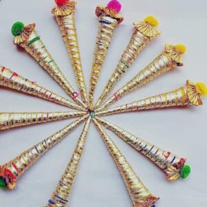 Sanvatsar Mehendi Cones For Hand Natural Mehndi Cones For Hand Designing Reddish Brown Color Long Lasting Mehandi Pack of 12