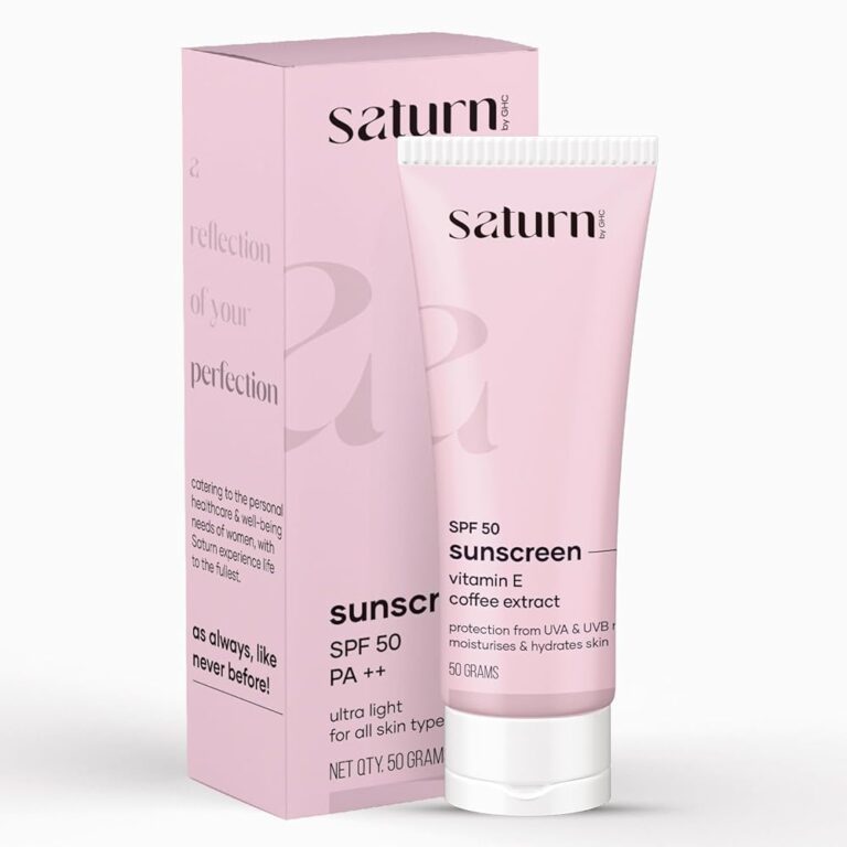 Saturn by GHC Spf 50 Pa++ Suncreen, Broad Spectrum Uva & Uvb Protection Anti-Pollution, No White Cast, Sls-Free, Paraben-Free, 100% Vegan (50Gm - Pack Of 1, All)