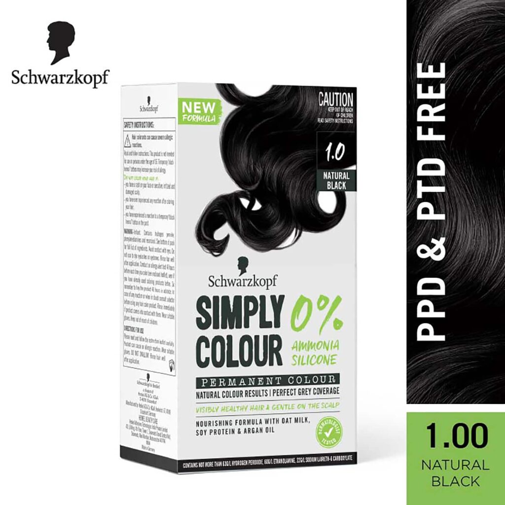 Schwarzkopf Simply Color Permanent Hair Colour - 1.00 Natural Black (142.5 ml) - Schwarzkopf