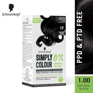 Schwarzkopf Simply Color Permanent Hair Colour - 1.00 Natural Black (142.5 ml) - Schwarzkopf