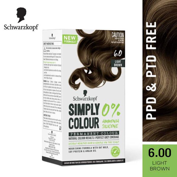 Schwarzkopf Simply Color Permanent Hair Colour - 6.00 Light Brown (142.5 ml) - Schwarzkopf