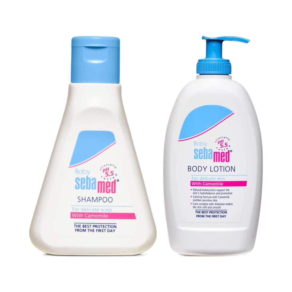SebaMed Baby Body Lotion for All Skin Types (400 ml) and Childrens Shampoo (50ml) Combo - Sebamed