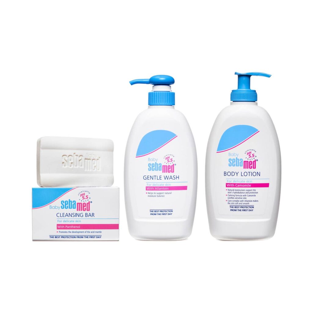 Sebamed Baby Cleansing Bar (100 g), Baby Gentle Wash (400 ml) & Baby Lotion (400 ml) Combo - Sebamed