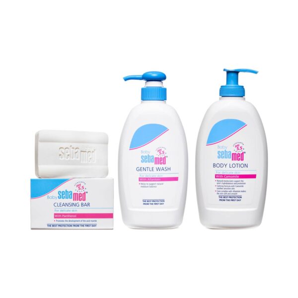 Sebamed Baby Cleansing Bar (100 g), Baby Gentle Wash (400 ml) & Baby Lotion (400 ml) Combo - Sebamed