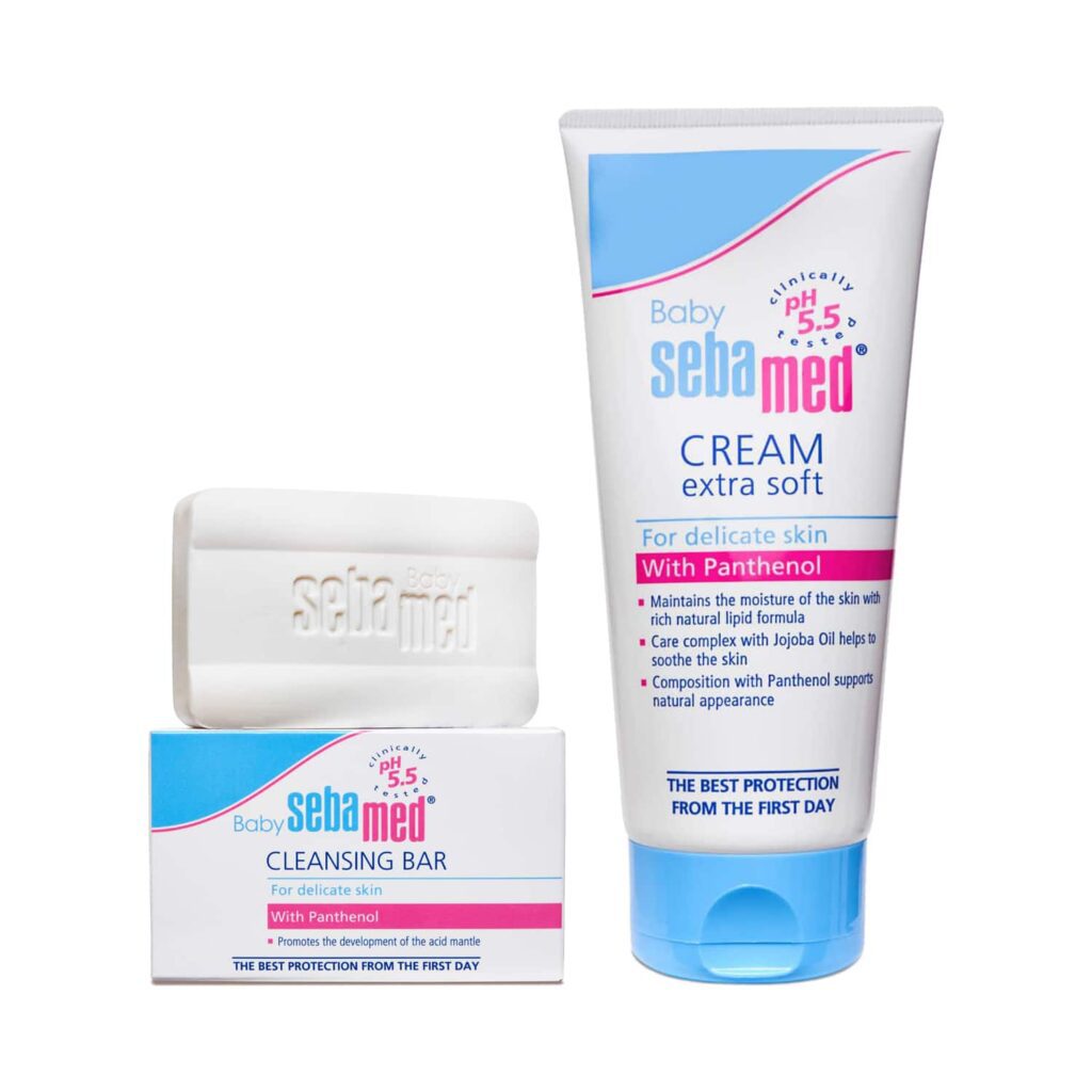 SebaMed Baby Cleansing Bar (150 g) & Baby Cream Extra Soft (200 ml) Combo - Sebamed