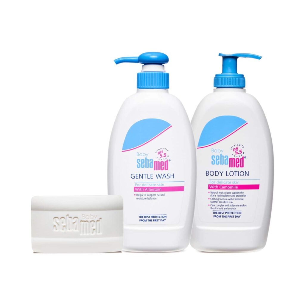 Sebamed Baby Cleansing Bar (150 g), Baby Gentle Wash (400 ml) & Baby Lotion (400 ml) Combo - Sebamed