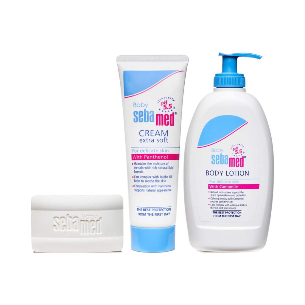 Sebamed Baby Cleansing Bar (150 g), Extra Soft Baby Cream (50 ml) & Baby Lotion (400 ml) Combo - Sebamed
